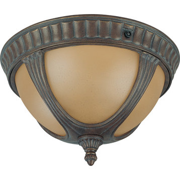 Nuvo Beaumont 2-Light Fruitwood Outdoor Flush Mount Ceiling