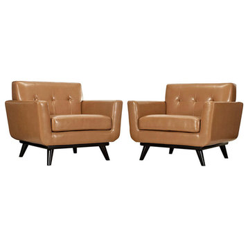 Modway Engage Leather Sofa Set, Tan
