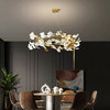 Ceramic petals gold ceiling chandelier for living room, dining room, bedroom, 31.5"