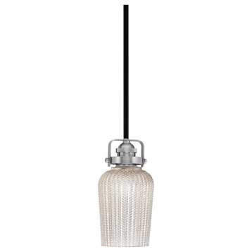 Easton Mini Pendant Matte Black & Brushed Nickel Finish With 5" Silver Textured