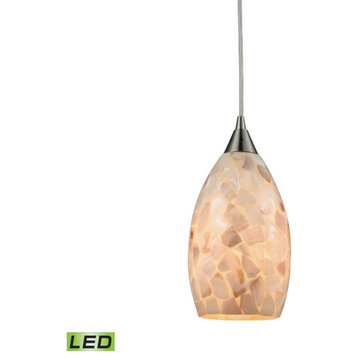 Elk Lighting Capri 1-Light LED Pendant, Satin Nickel and Capiz Shell