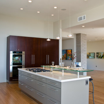 kitchen island and appliances in wood millwork by Homeworks, Tucson AZ