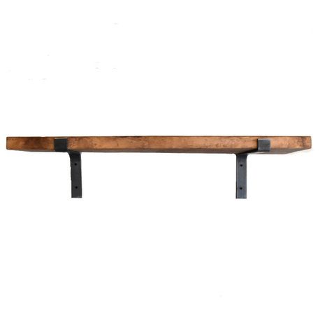 Yellowstone Rustic Farmhouse Floating Shelf With Metal L Brackets, 44"