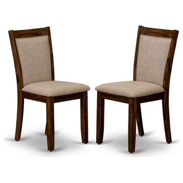 Atlin Designs 36.8" Wood Dining Chairs in Walnut/Tan (Set of 2)
