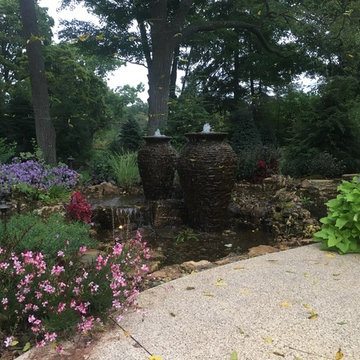 Water Feature with 2 Stacked Slated Urns - Grand Rapids, MI