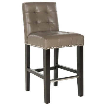 Safavieh Thompson Counter Stool, Leather With Nail Head, Clay