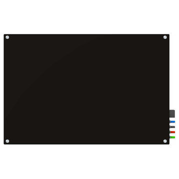 Magnetic Eraser Glass Board 36 x 48 Inches Eased Corners - Black