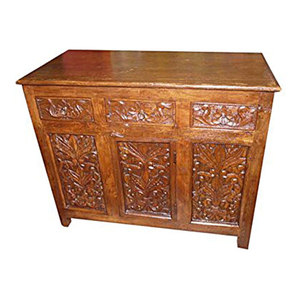Mogul Interior - Antique 19c Sideboard Console Buffet Floral Carved Storage Chest India - Buffets And Sideboards