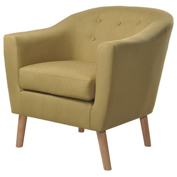 Midcentury Accent Chair, Microfiber Upholstered Seat With Tufted Back, Green
