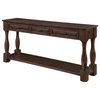 63" Farmhouse Style Wood Console Table with Three Drawers, Espresso