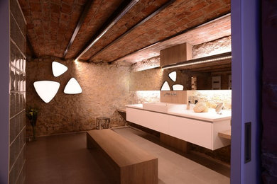 Design ideas for a contemporary bathroom in Le Havre.