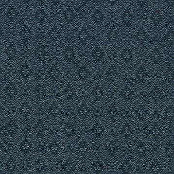 Blue Connected Diamonds Woven Matelasse Upholstery Grade Fabric By The Yard