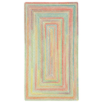 Baby's Breath Concentric Braided Rectangle Rug, Light Green, 2'3"x9' Runner