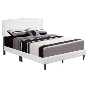Glory Furniture Deb Faux Leather Upholstered Full Bed in White