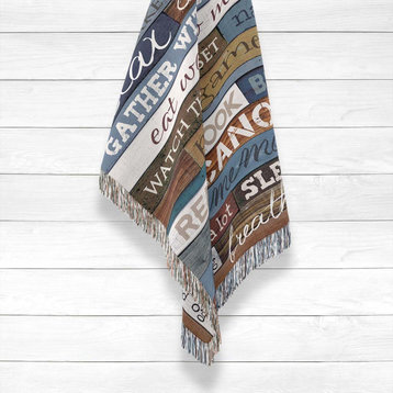 Laural Home Lake Rules Woven Throw with Fringe Edge, 60" X 80"