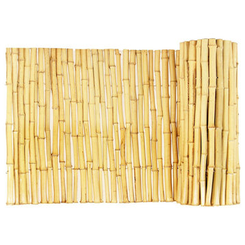 Natural Bamboo Fencing Garden Screen Rolled Wood Fence Panel, Natural, 3' H X 8' L