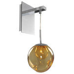 Kalco - Meteor 6x17" 1-Light Contemporary Sconce by Kalco, Amber - Meteor 1 Light Wall BracketStyle: ContemporaryRated: DryPower: HardwireLamping: 1 light(s). 20W HalogenBulb(s) included.Finish: ChromeThis trendy pendant collection features unique handblown glass in a variety of colors  including  clear  amber  sapphire and aqua. The configurations include a sconce  single pendant  multi light pendants and an island pendant. Sure to be the focal point of any room where you are looking to add a little funk. Frames include a polished chrome finish and fixtures come with 8' of clear cord.