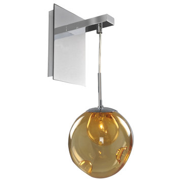 Meteor 6x17" 1-Light Contemporary Sconce by Kalco, Amber