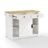 Modern Farmhouse Kitchen Island, X-Grooved Sliding Doors & Natural Top, White