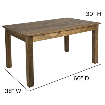 Farmhouse Dining Table, Straight Legs With Rectangular Plank Top, Antique Rustic