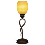 Toltec Lighting - Toltec Lighting 35-BRZ-625 Leaf - 5" One Light Mini Table Lamp - Leaf Mini Table Lamp Shown In Bronze Finish With 5" Cayenne Linen Glass.