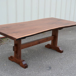 Live Edge Walnut Dining Table with Trestle Base - Dining Tables