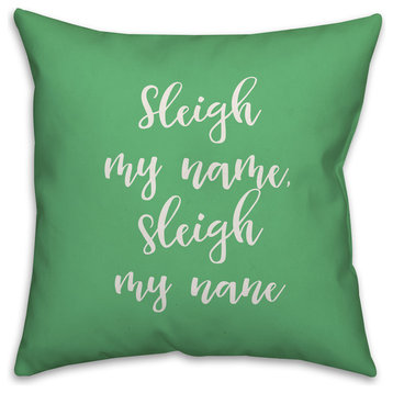 Sleigh My Name, Light Green 18x18 Throw Pillow