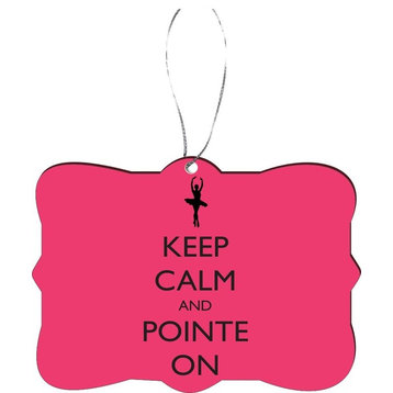 Keep Calm Pointe On Tropical Pink Design Rectangle Christmas Tree Ornament