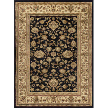 Gabrielle Traditional Oriental Black Rectangle Area Rug, 8'x10'