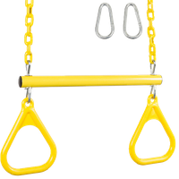 Swing Set Trapeze With Rings and Coated Chain, Yellow