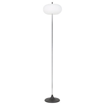 New Spec Floor Lamp with Glass Shade in Satin Chrome
