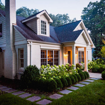 Hydrangeas, Boxwoods, and Walkway