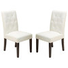 GDF Studio Waldon Leather Dining Chair, Set of 2, Ivory, Bonded Leather