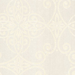 Galina Taupe Scroll Damask - Wallpaper