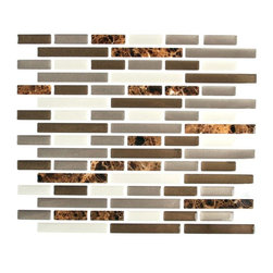 Stick-It Tiles Mixed Brown Marble Oblong Adhesive Decorative Wall Tile - Tile