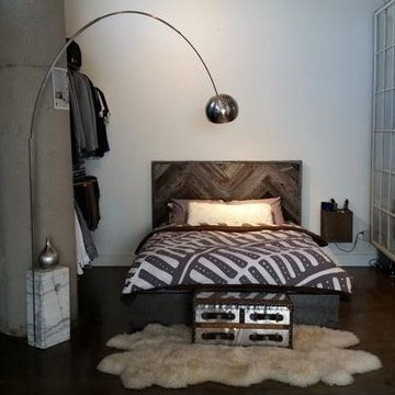 Herringbone Headboard Low Profile Storage Bed