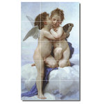 Picture-Tiles.com - William Bouguereau Angels Painting Ceramic Tile Mural #52, 36"x60" - Mural Title: First Kiss