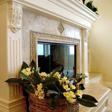 Painted Carved Fireplace