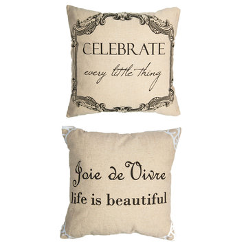 French Market Memories Black and Natural Linen Message Pillow