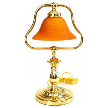Table Lamp Amber Polished Brass Table Lamp 17"H |