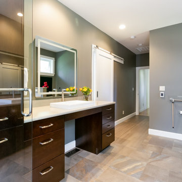 Bathroom with Roll-up Vanity and Roll-in Shower