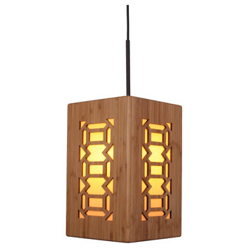 Woodbridge Lighting Light House Triune Medium Bamboo Pendant in Bronze/Natural