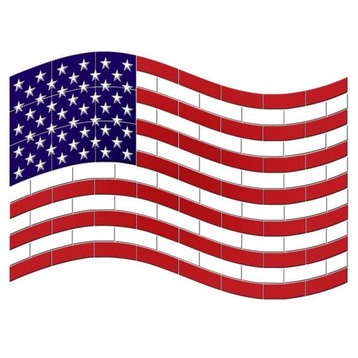 American Flag Ceramic Swimming Pool Mosaic 24"x18"