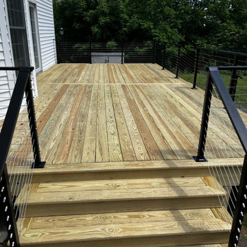 Pressure Treated Wood  Deck with Cable Rail System
