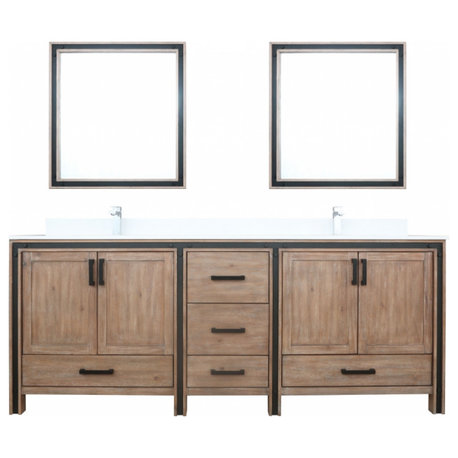 84" Double Sink Bathroom Vanity, Rustic Barnwood, Base Cabinet Only