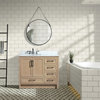 Huntington 42" Single Bathroom Vanity Set, Oak Gray, Cararra Marble Top