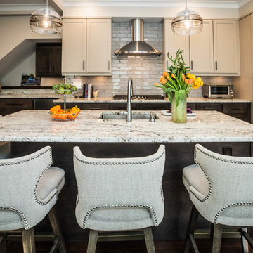 Elegant Transitional Two-Tone Kitchen Remodel | Light Cabinetry & Marble-Inspire