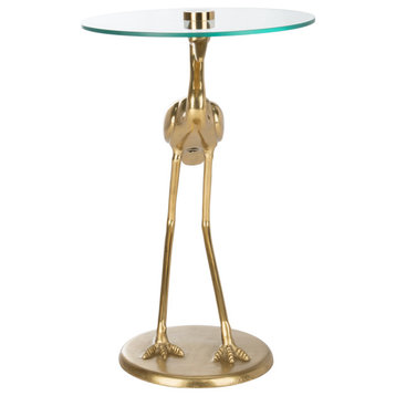Safavieh Tori Crane Base Accent Table, Gold/Glass