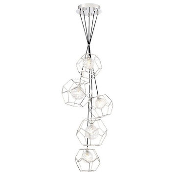 Contemporary 5-Light LED Chandelier Clear Glass - Orb Design - 8.75 inches