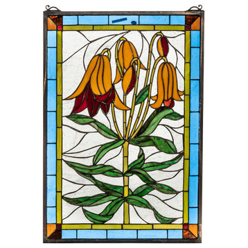 Meyda lighting 32660 16" Wide X 24" High Trumpet Lily Stained Glass Window